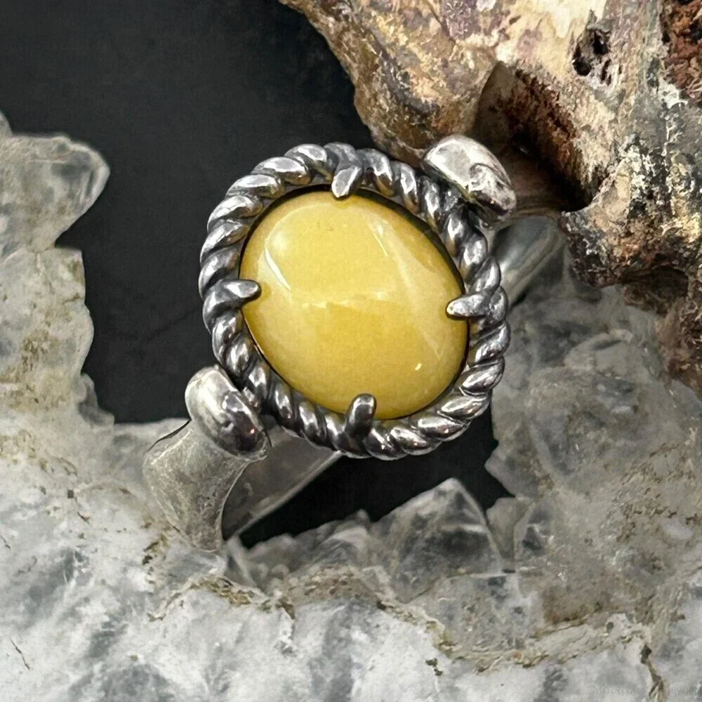 Carolyn Pollack American West Sterling Oval Yellow Jasper Reversible Ring